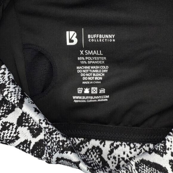 BUFFBUNNY Evolve Jacquard Sports Bra Sz XS Reptilia Print Black White - Picture 3 of 5